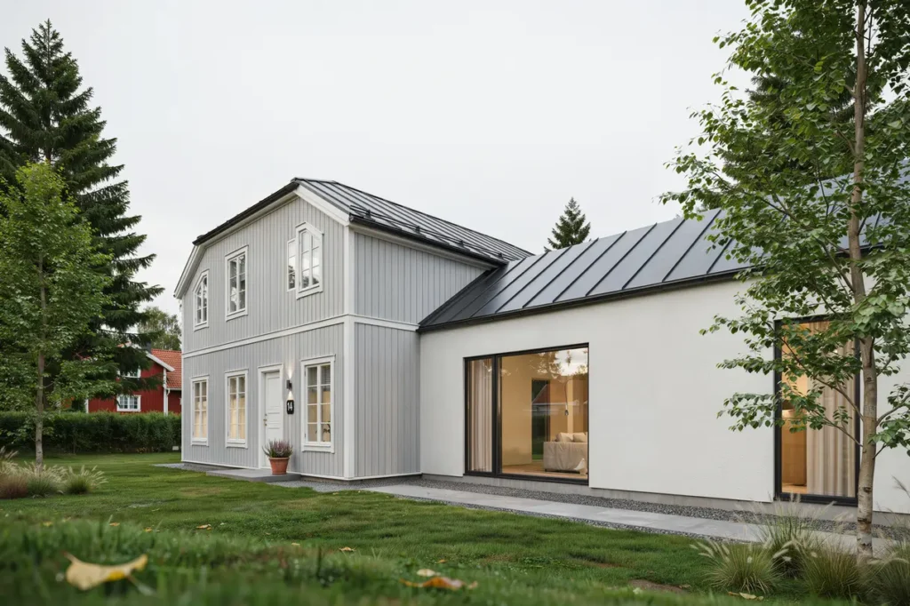tillbyggnad av vardagsrum och sovrum i lerdal