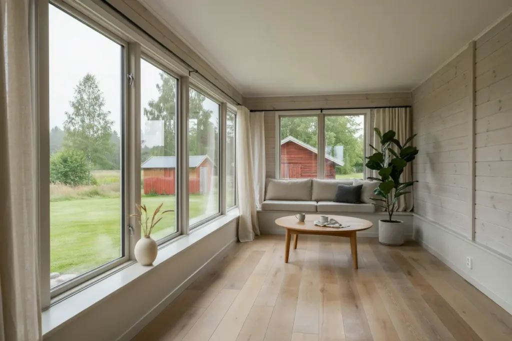 f rdigst llt uterum med inglasad veranda i boda kyrkby r ttvik